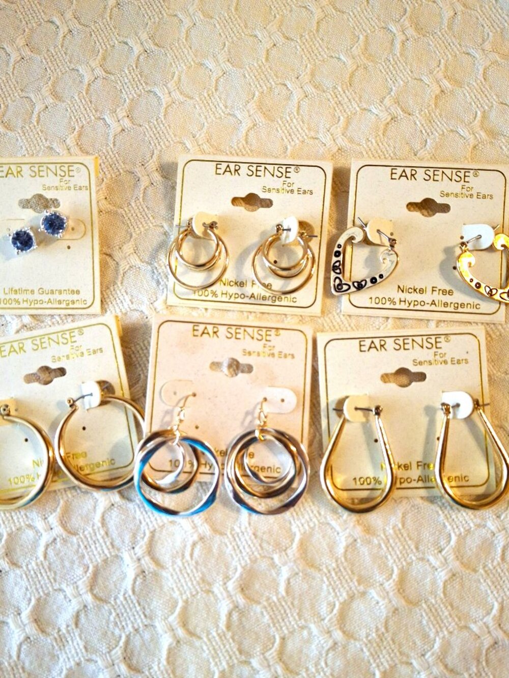 Lot of Six Pairs Ear Sense Earrings NWT